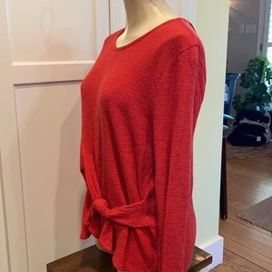 NWT  Madewell texture & thread red top womens L long sleeve side knot red